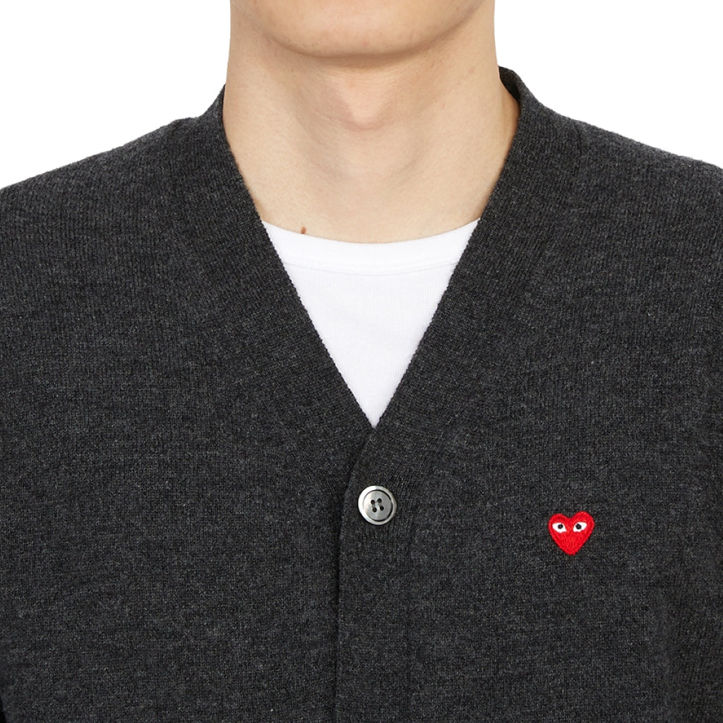 áo len COMME DES GARCONS (CDG PLAY) DARK GREY CARDIGAN AZ-N080-051-2 authentic tại sài gòn, tp hcm