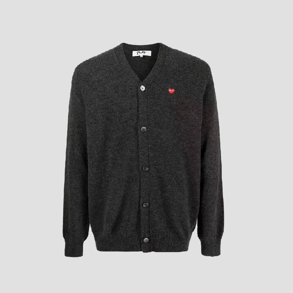 COMME DES GARCONS (CDG PLAY) DARK GREY CARDIGAN AZ-N080-051-2