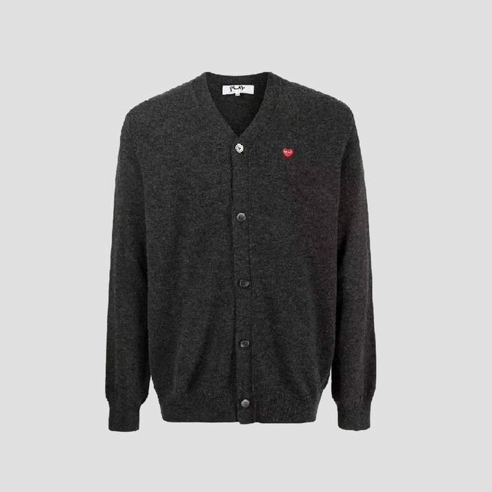 COMME DES GARCONS (CDG PLAY) DARK GREY CARDIGAN  Blank Room
