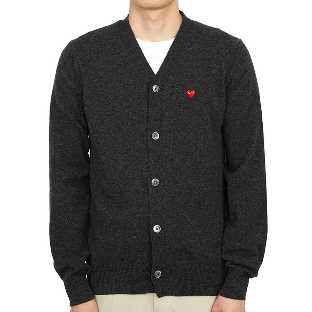 áo len COMME DES GARCONS (CDG PLAY) DARK GREY CARDIGAN AZ-N080-051-2 authentic tại blank room hà nội, việt nam