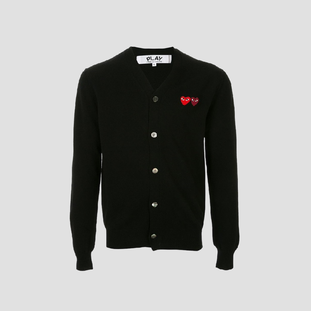 COMME DES GARCONS (CDG PLAY) AZ-N058-051-1DOUBLE HEART CARDIGAN BLACK