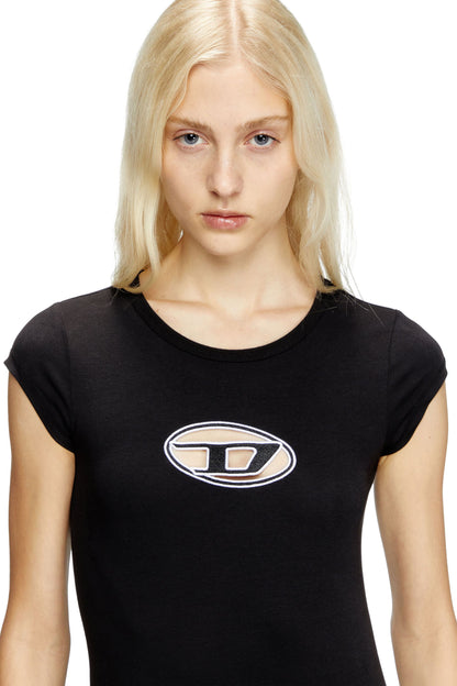 chi tiết cận chất liệu váy Diesel D‑Angiel Black/White Short Dress A062700AFAA-9XX