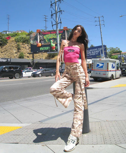 nữ mặc áo Diesel M‑Clarksville‑B Hot Pink Bandeau Top A115870GFAD3AP