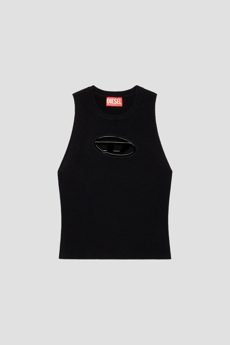 Diesel M-ONERVA-TOP Black Cut-Out Knit Top – Blank Room