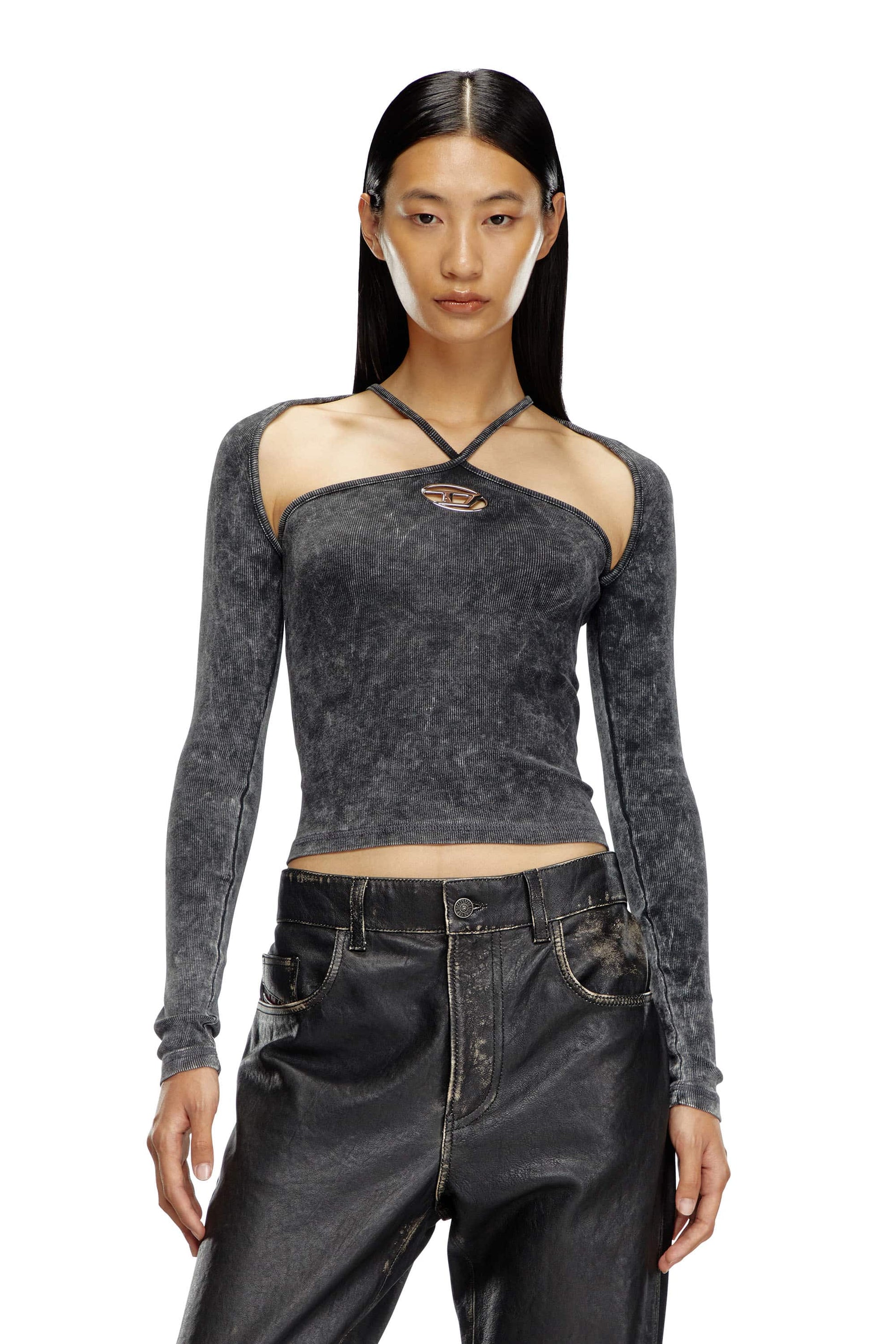 wearing Diesel T‑MARINEL Black Long Sleeves Top A144240KHAS900