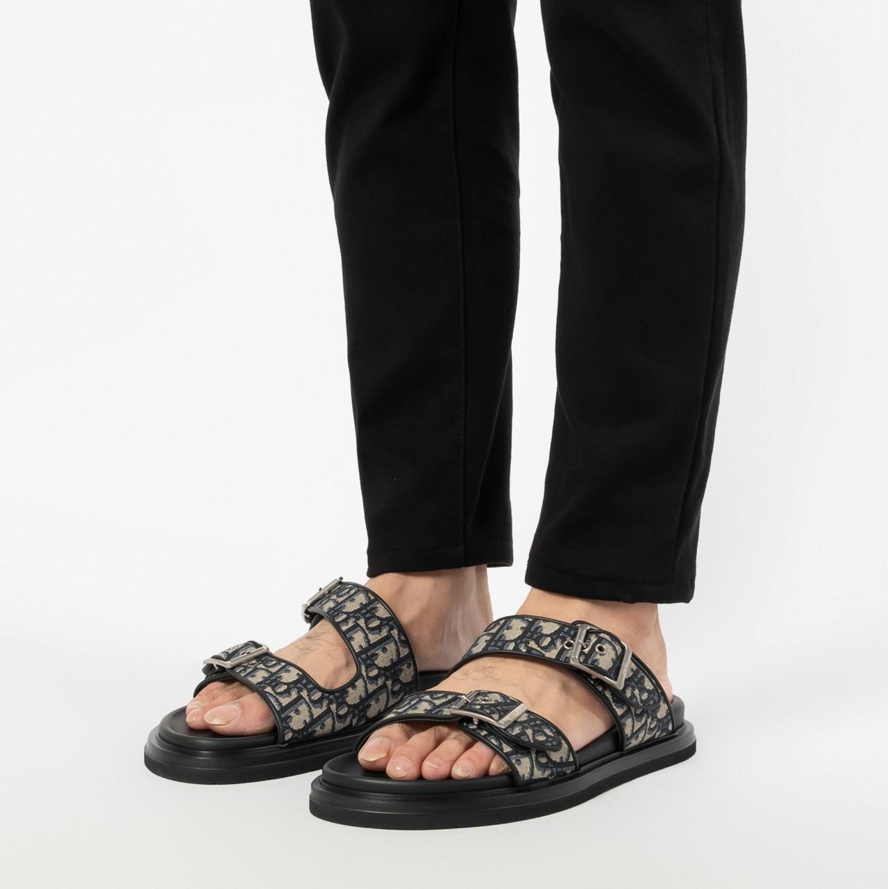 Dior Aqua Sandal Beige Black Dior Oblique Jacquard – Blank Room