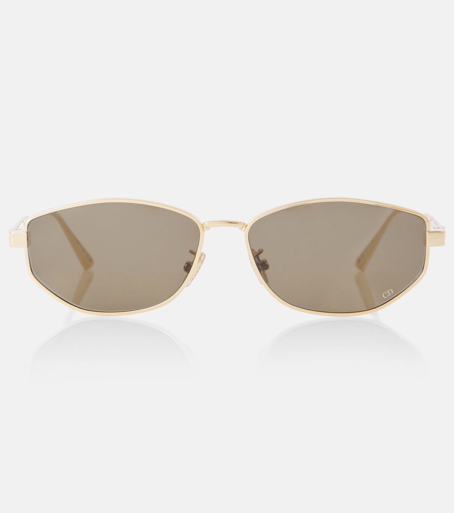 Front Dior DiorCannage B1U B0C0 Oval Sunglasses with reflective lenses on a white background