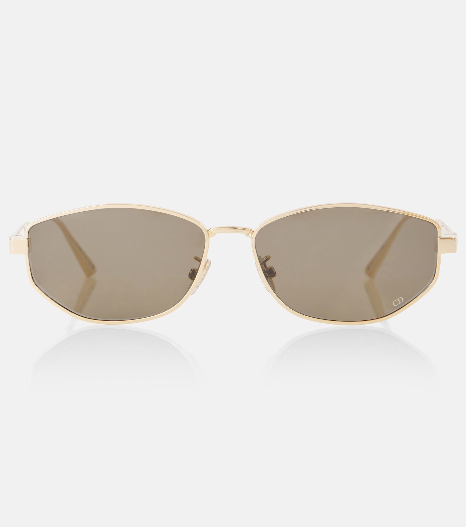 Front Dior DiorCannage B1U B0C0 Oval Sunglasses with reflective lenses on a white background