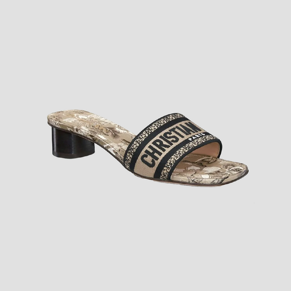 DIOR DWAY HEEL SLIDE FLOWER BEIGE KCQ902TOL_40U