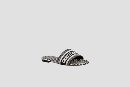DIOR DWAY SLIDE BLACK & WHITE MICRO-HOUNDSTOOTH EMBROIDERED KCQ209MPK_S19W