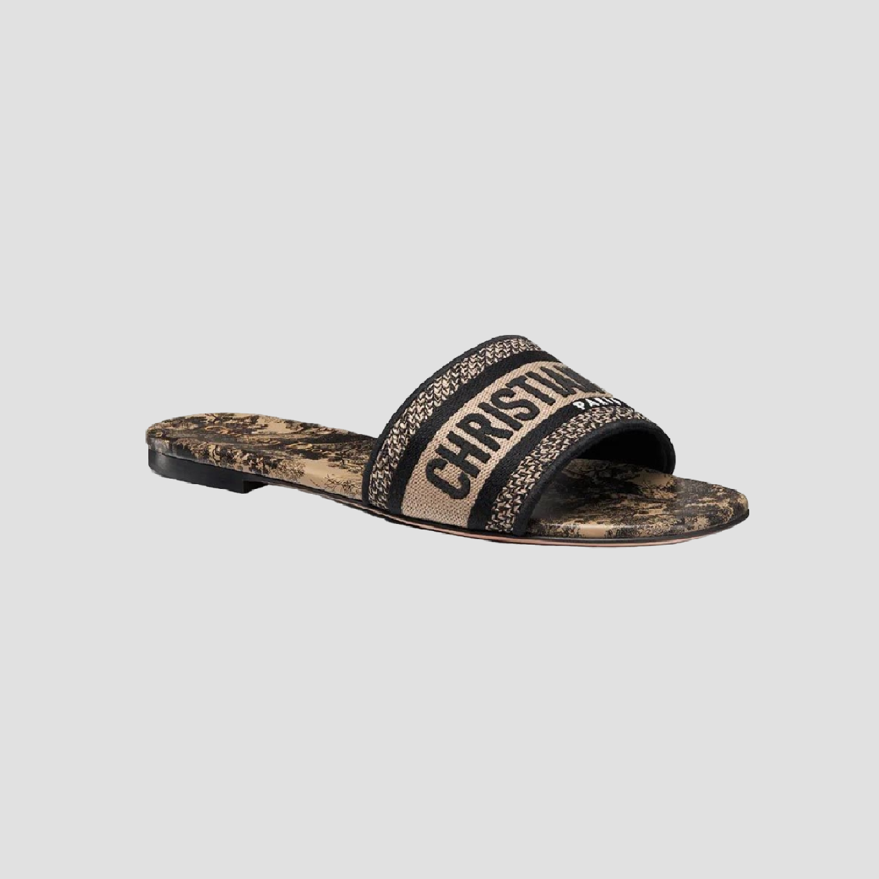 DIOR DWAY SLIDE HAZELNUT TOILE DE JOUY MOTIF KCQ209TJE_S37M