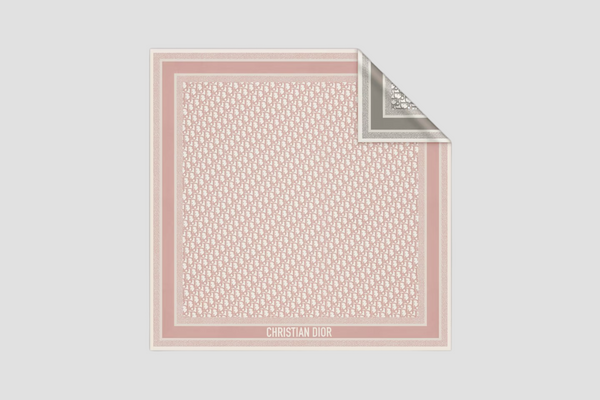 DIOR OBLIQUE DIORTWIN 90 SQUARE SCARF ROSE AND GRAY 15DOB090I600_C412
