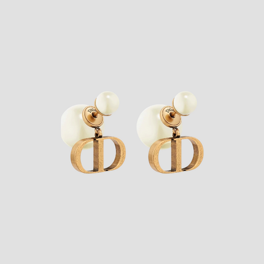 DIOR TRIBALES EARRINGS ANTIQUE GOLD & WHITE E1293TRIRS_D908