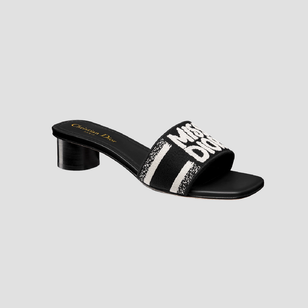 DWAY HEELED SLIDE BLACK & WHITE EMBROIDERED KCO112EZD_S900