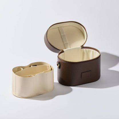 Open Etoile Oval Toiletry Case Espresso with storage compartment
