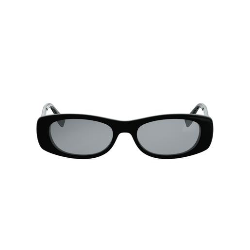 Fendi FE40183I 01A — FF Black Oval Sunglasses with silver frames on a white background