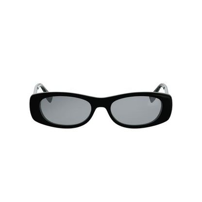 Fendi FE40183I 01A — FF Black Oval Sunglasses with silver frames on a white background