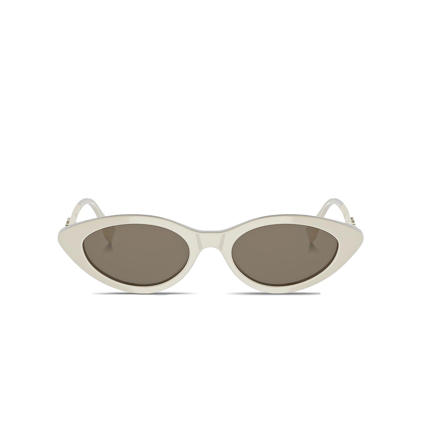 Fendi FE40202I 25E — FendiGraphy Cat-Eye Sunglasses with white frame and brown lenses on a white background