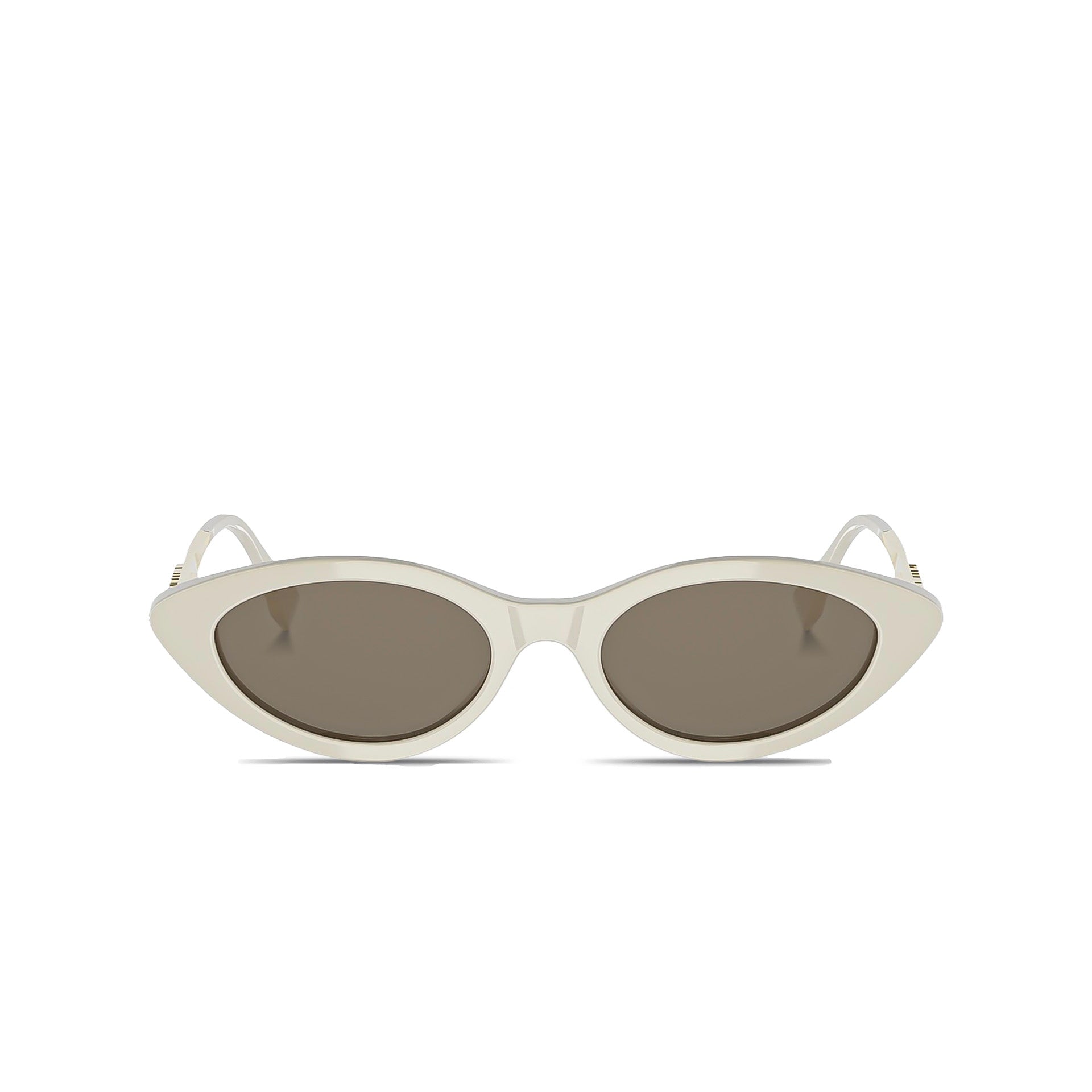 Fendi FE40202I 25E — FendiGraphy Cat-Eye Sunglasses with white frame and brown lenses on a white background