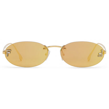 Fendi FE4075US 30L First Crystal Sunglasses Gold with a white frame on a white background