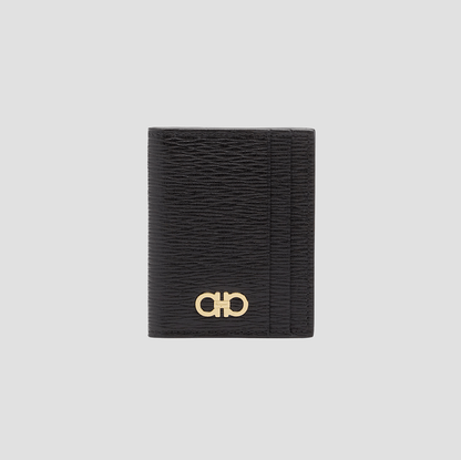 Ferragamo Gancini Credit Card Holder Black 660371 741376