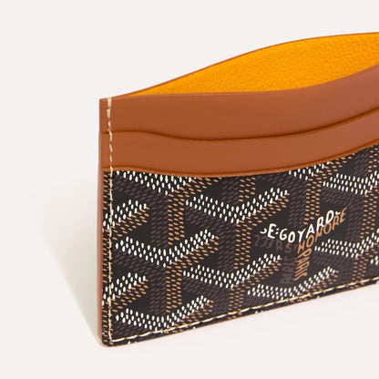 chi tiết cận chất liệu card holder Goyard Saint-Sulpice Card Wallet Black & Tan STSULPPMLTY01CL03X