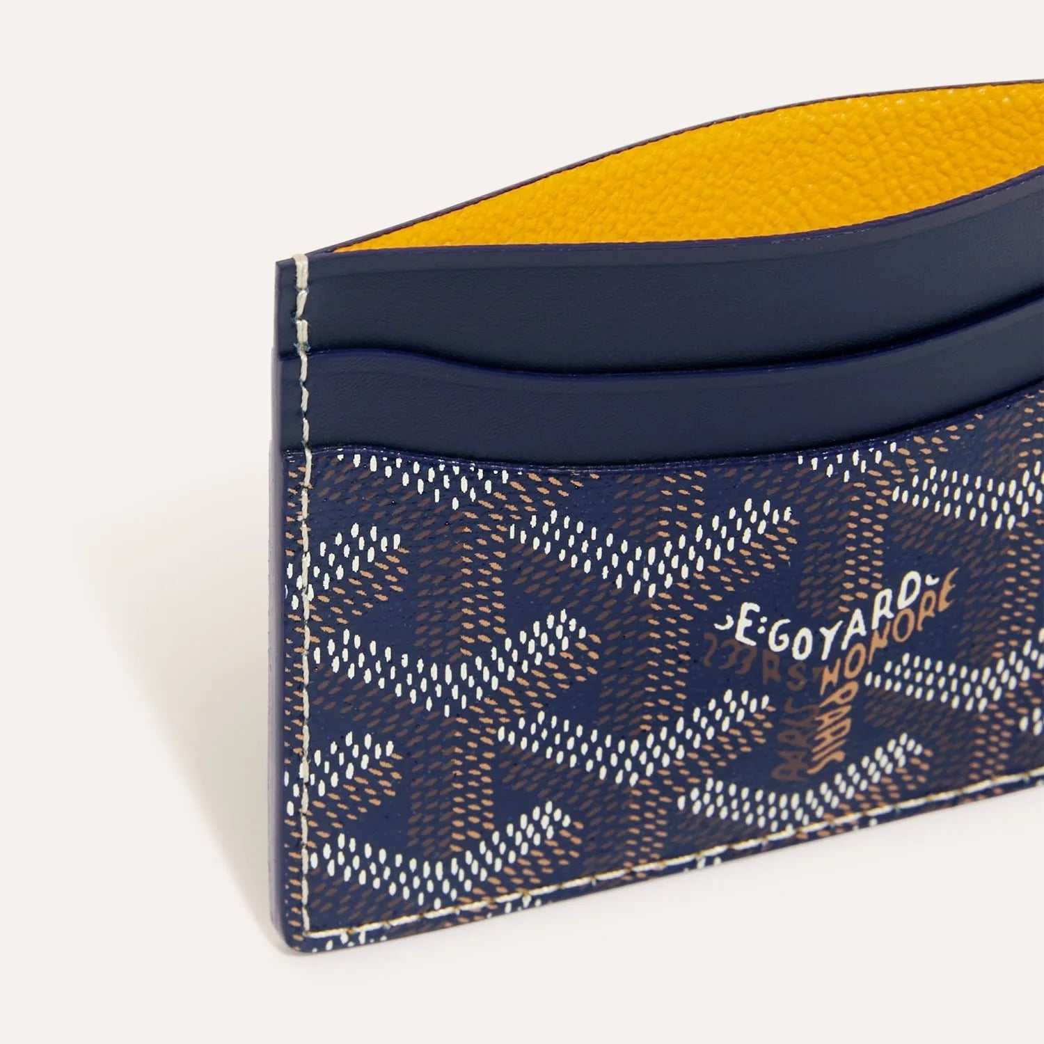 chi tiết cận chất liệu Goyard Saint-Sulpice Card Wallet Navy Blue STSULPPMLTY12CL12X