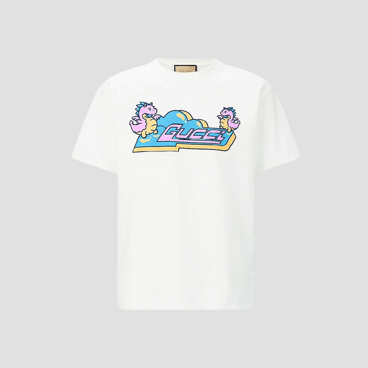 GUCCI BABY DRAGON LOGO PRINTED T-SHIRT WHITE 776596 XJGEE 9095