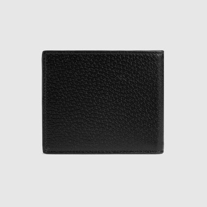 ví ngắn nam GUCCI BEE ANIMALIER BLACK LEATHER WALLET