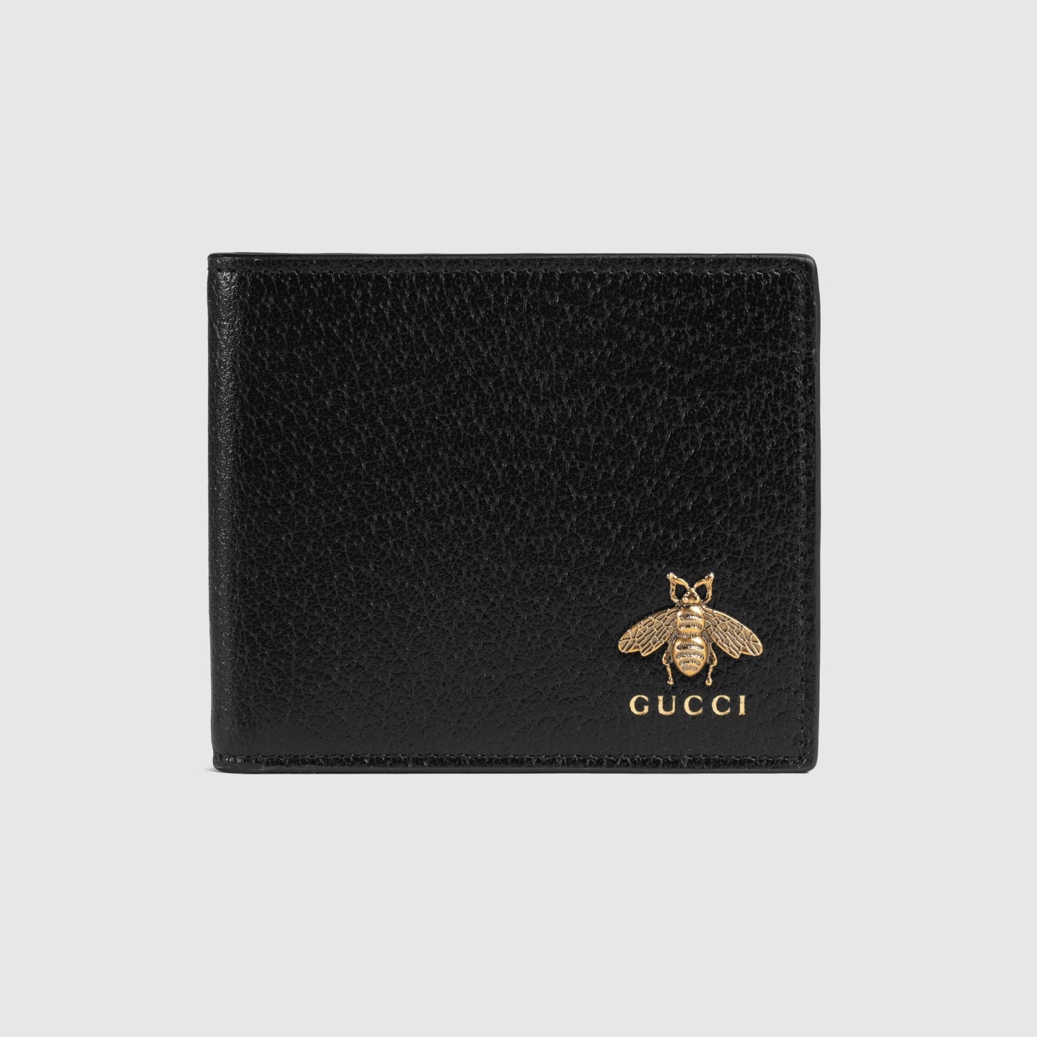 GUCCI BEE ANIMALIER BLACK LEATHER WALLET