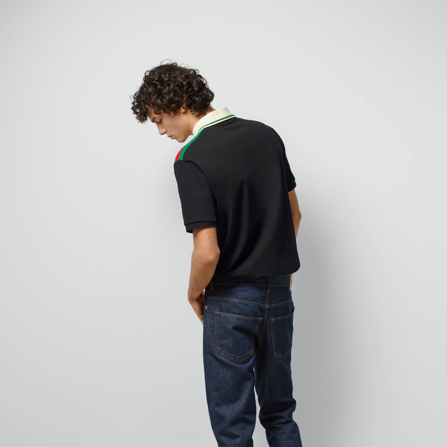 GUCCI BLACK COTTON POLO WITH INTERLOCKING G – Blank Room