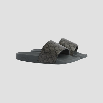 GUCCI BLACK GG SUPREME CANVAS SLIDE SANDAL 739108 2ZG0G 8713