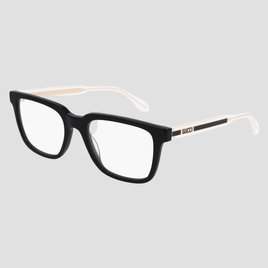 GUCCI BLACK GOLD CRYSTAL RECTANGLE EYEGLASSES GG0560O 005