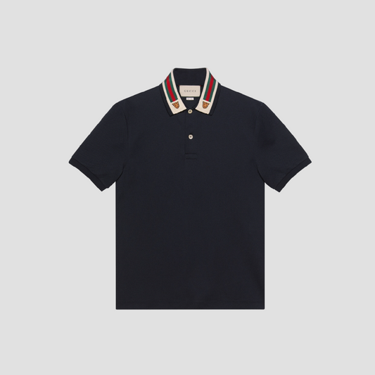 GUCCI COTTON POLO WITH WEB AND FELINE HEAD 545714 XJAGU 4685