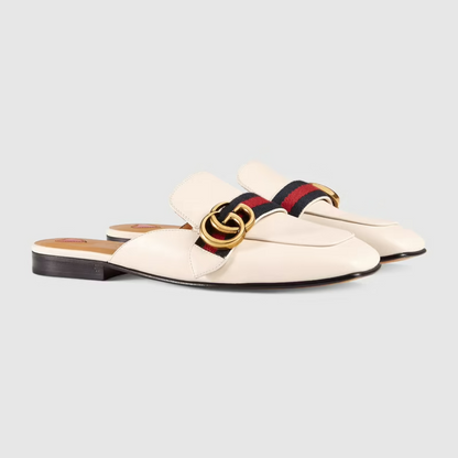 GUCCI DOUBLE G KNUCKLE SLIPPER WITH BLUE AND RED WEB 423694 DKHC0 9061