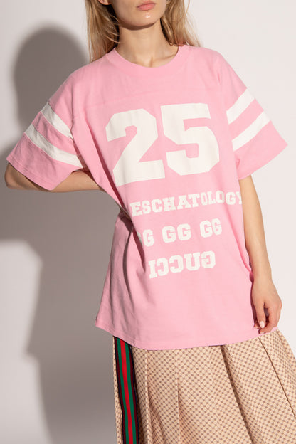 wearing GUCCI ESCHATOLOGY COTTON T-SHIRT PINK 660744 XJDKM 5904