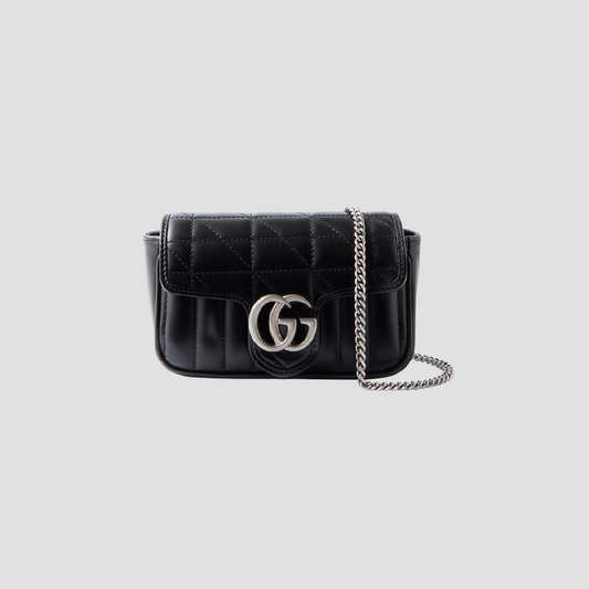 GUCCI GG MARMONT BLACK/SILVER SUPER MINI BAG 476433 DTD5N 1000