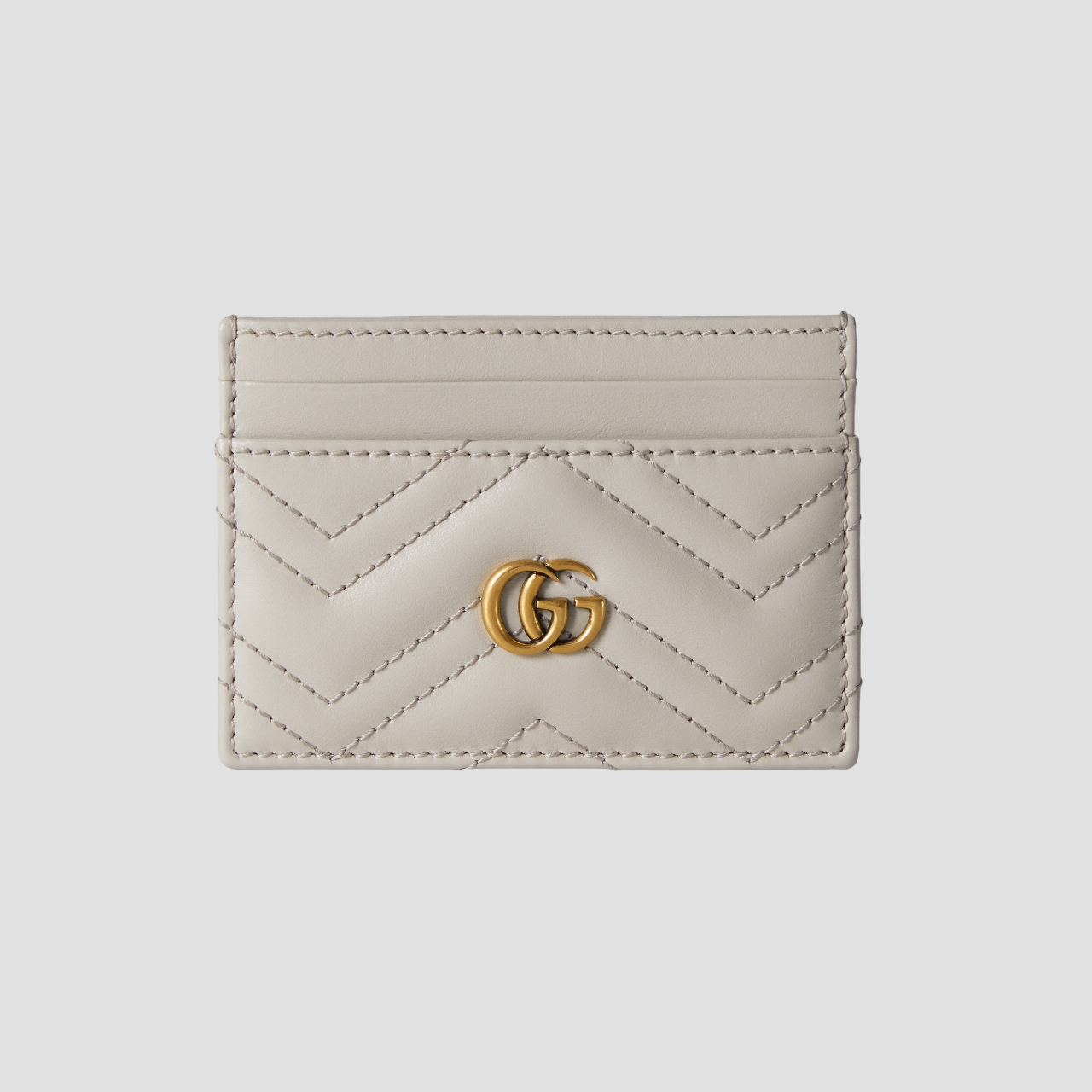 GUCCI GG MARMONT CARD CASE LIGHT GREY LEATHER 443127 DTDHT 1712