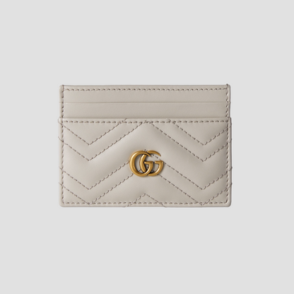 GUCCI GG MARMONT CARD CASE LIGHT GREY LEATHER 443127 DTDHT 1712