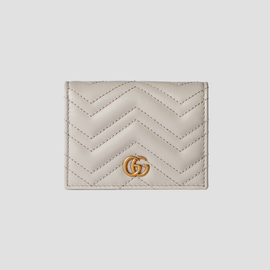 GUCCI GG MARMONT CARD CASE WALLET LIGHT GREY LEATHER 466492 DTDHT 1712