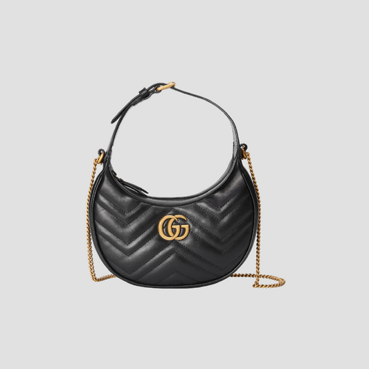 GUCCI GG MARMONT HALF-MOON MINI BAG BLACK 699514 DTDHT 1000