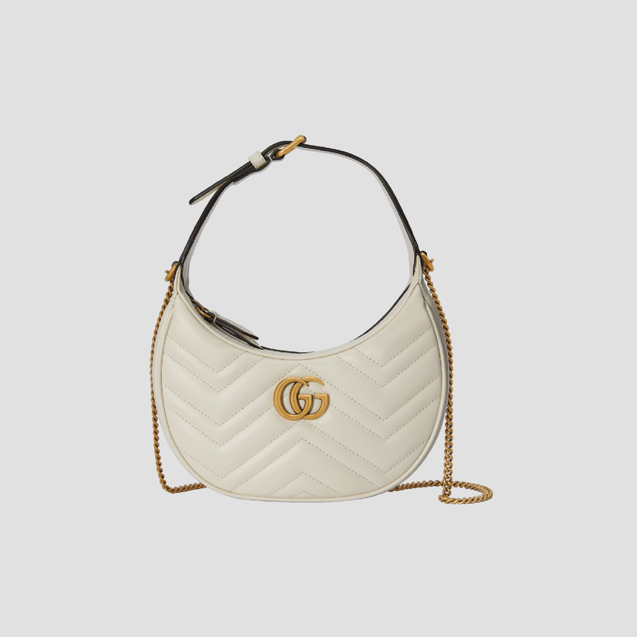 GUCCI GG MARMONT HALF-MOON MINI BAG WHITE 699514 DTDHT 9022