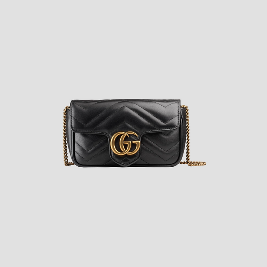 GUCCI GG MARMONT MATELASSÉ BLACK SUPER MINI BAG 476433-DTDCT-1000