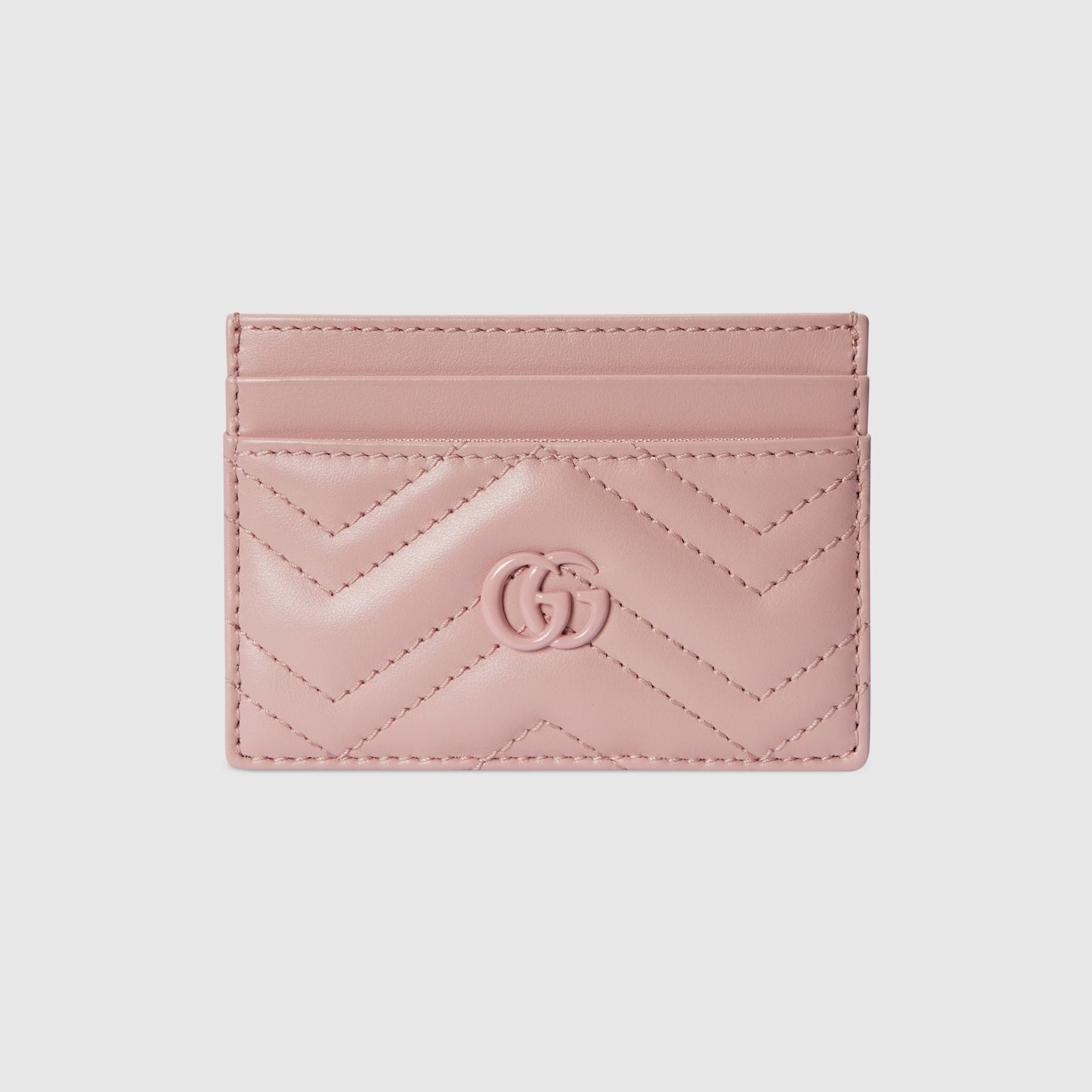 GUCCI GG MARMONT MATELASSÉ CARD CASE IN LIGHT PINK LEATHER 443127 AACX4 5909