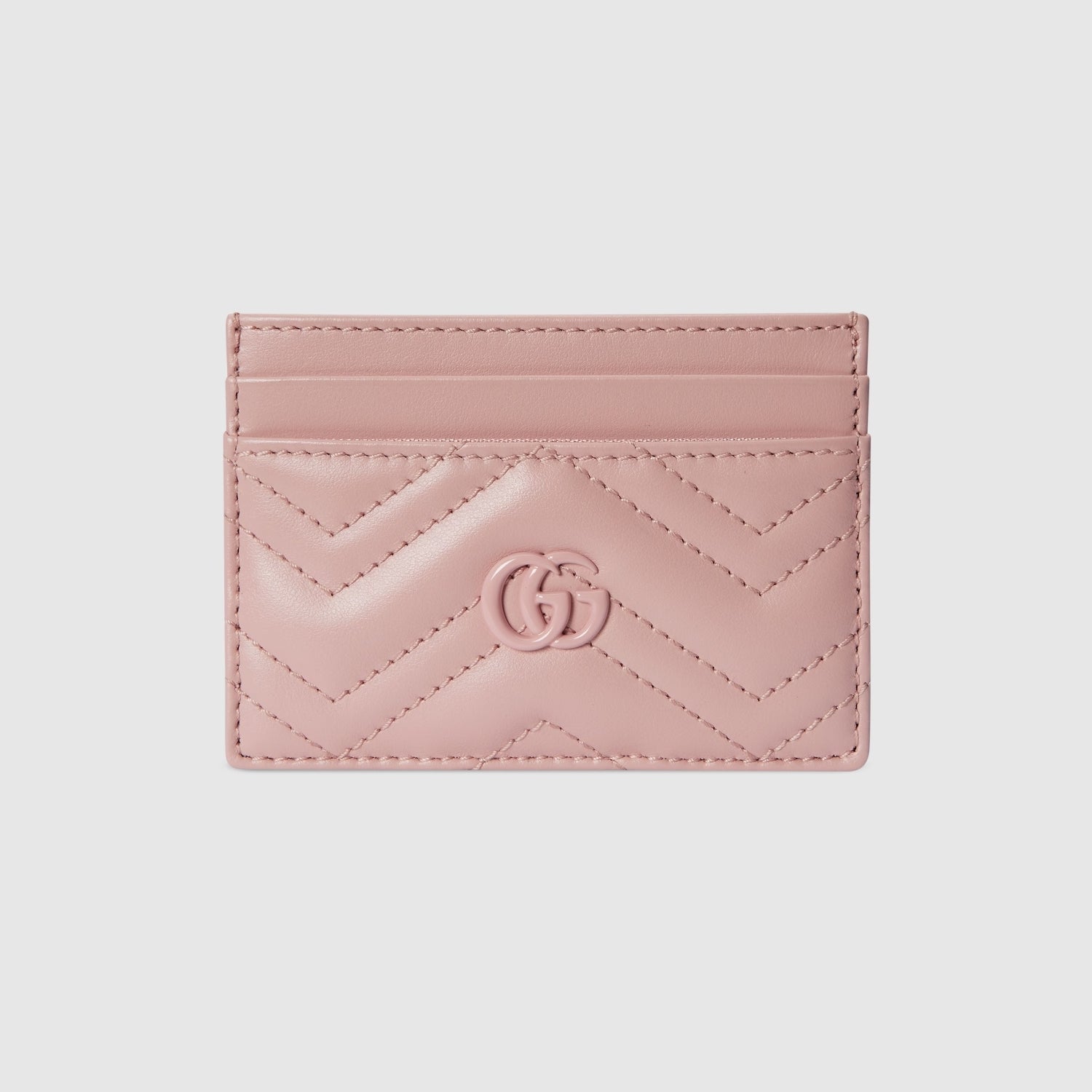 GUCCI GG MARMONT MATELASSÉ CARD CASE IN LIGHT PINK LEATHER 443127 AACX4 5909