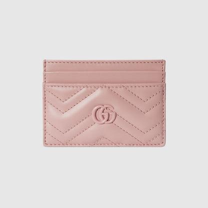 GUCCI GG MARMONT MATELASSÉ CARD CASE IN LIGHT PINK LEATHER 443127 AACX4 5909