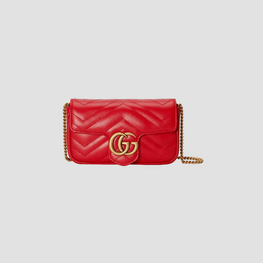 Gucci GG Marmont Matelassé Mini Bag in Red Leather 476433 DTDHT 6832