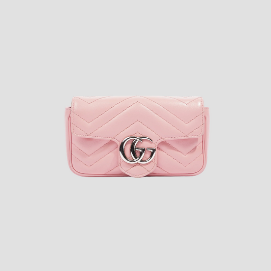 GUCCI GG MARMONT MATELASSÉ PINK/SILVER SUPER-MINI BAG 476433 DTDCP 5815