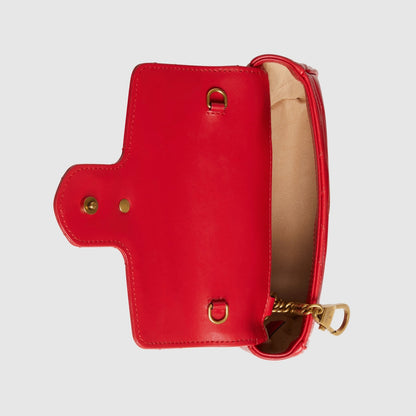 bên trong túi GUCCI GG MARMONT MATELASSÉ SUPER MINI BAG IN RED LEATHER 476433 DTDHT 6832