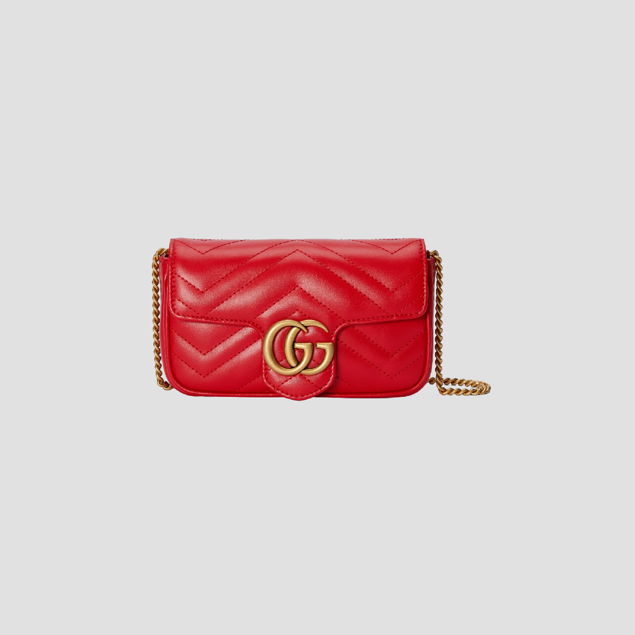 GUCCI GG MARMONT MATELASSÉ SUPER MINI BAG IN RED LEATHER 476433 DTDHT 6832